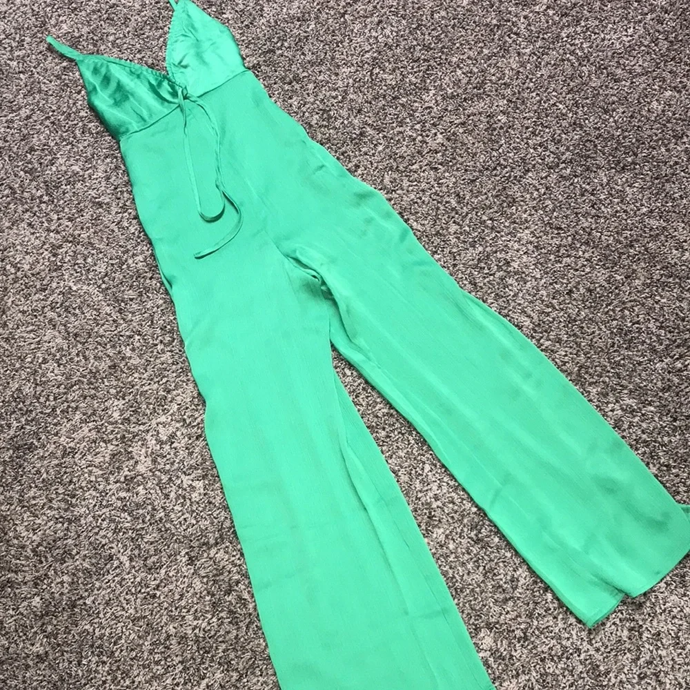 WILD FABLE Satin Bright Green Women's Summer Jumpsuit
 | NWT!🐠 - Picture 3 of 9